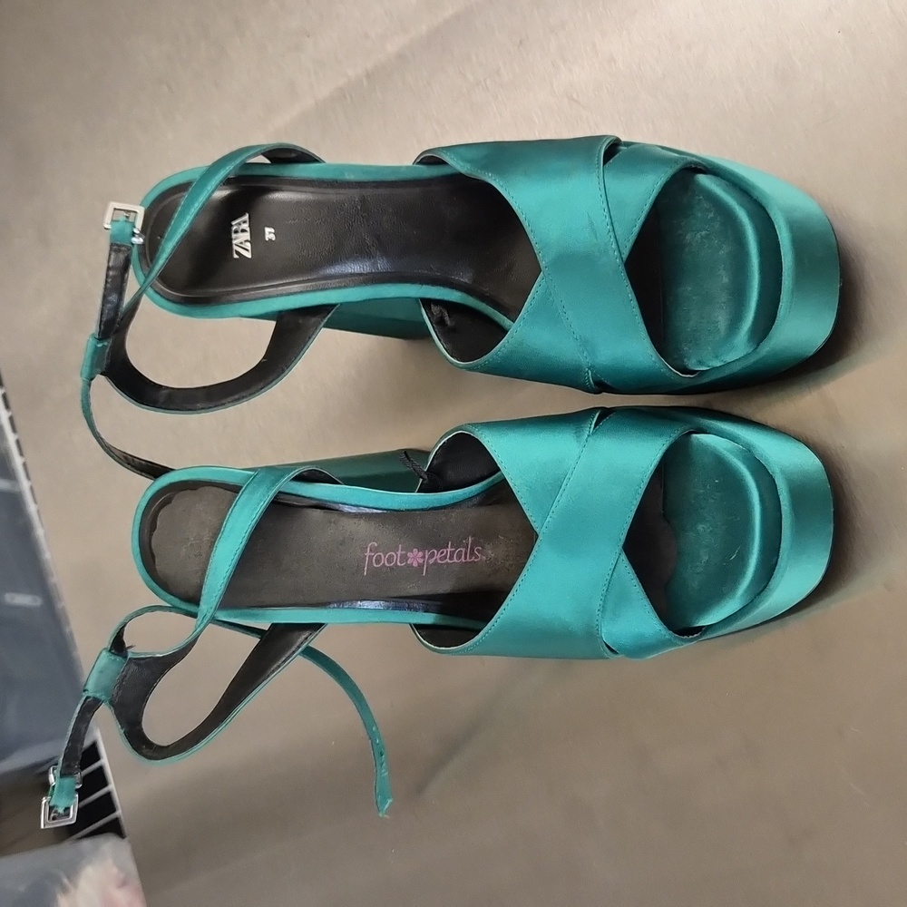 Zara Emerald Green Strappy Platform Heels